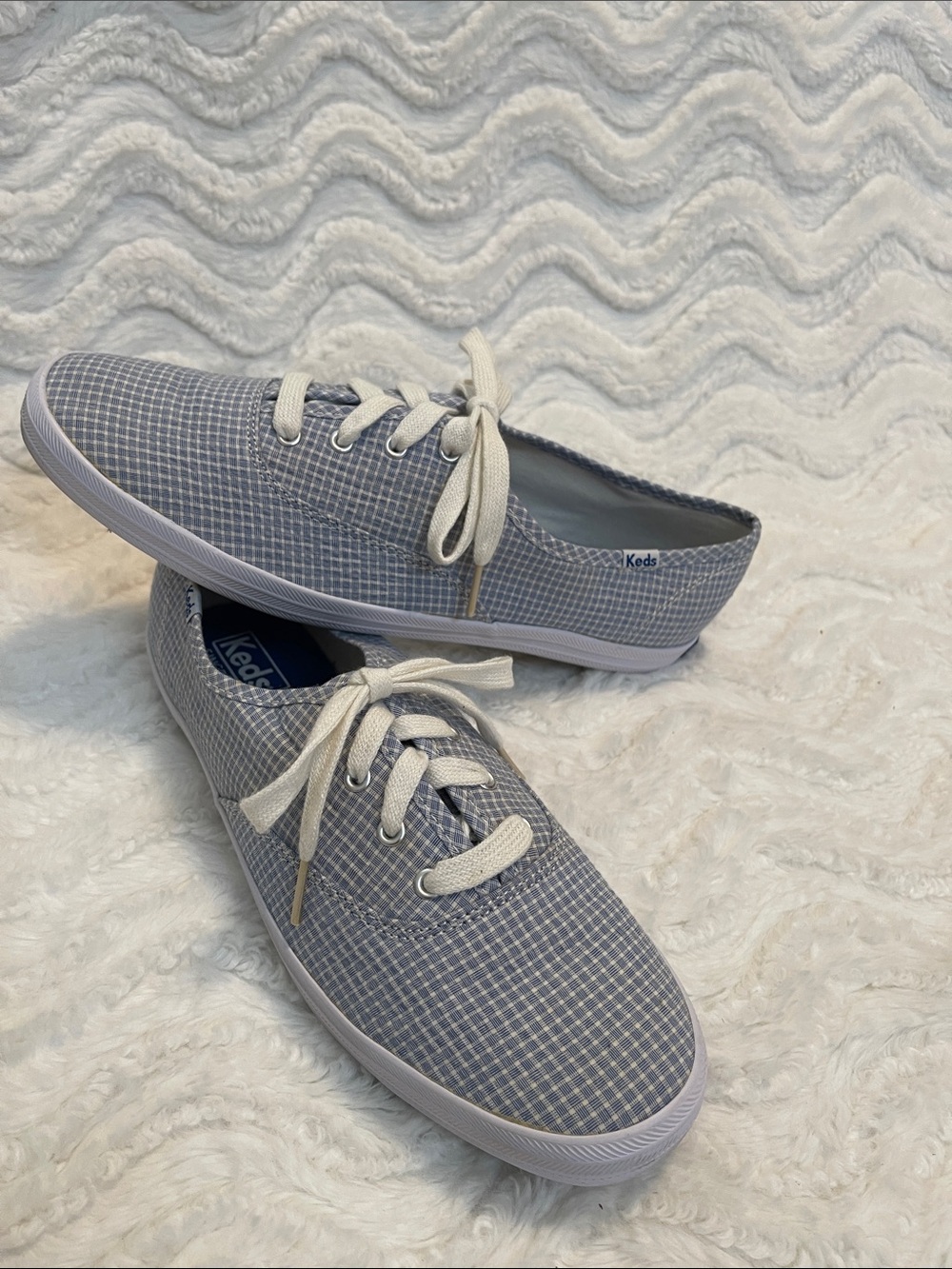 Keds Baby Blue Gingham Check Canvas  Sneakers